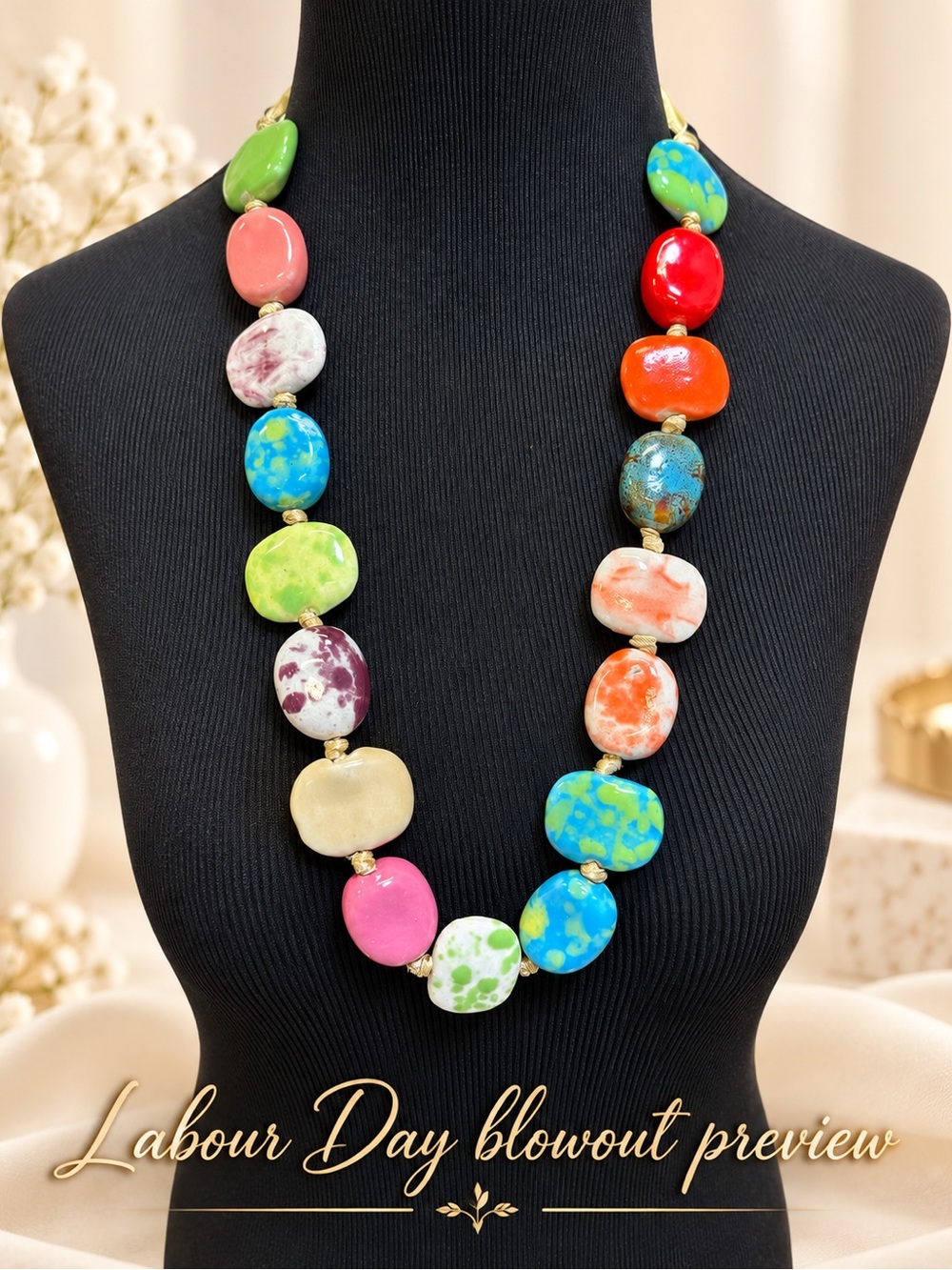 Colorful Mixed-Stone Statement Necklace - Multicolor